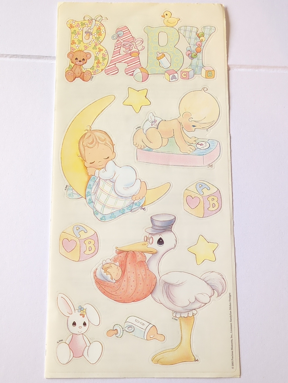 ☀️VTG 2003 Sandylion Precious Moments Baby Sticker Sheet Maxi Rare